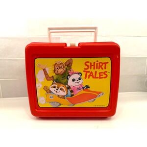 Vintage Shirt Tales Thermos Plastic Lunch Box Red Hallmark Cards 1980 1981 USA